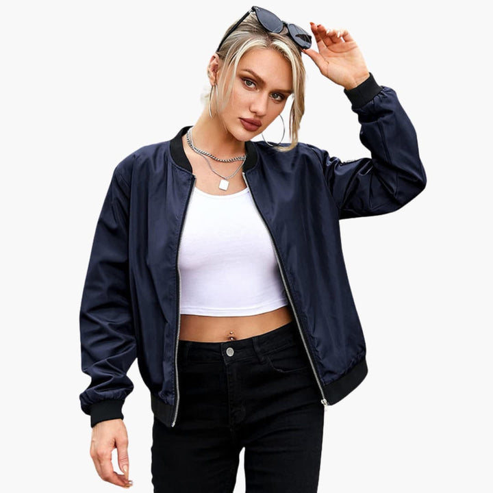 Women's Bomber Jacket with Functional Pockets and Zip Closure - Stylish Women's Coats for Versatile Outfits 7