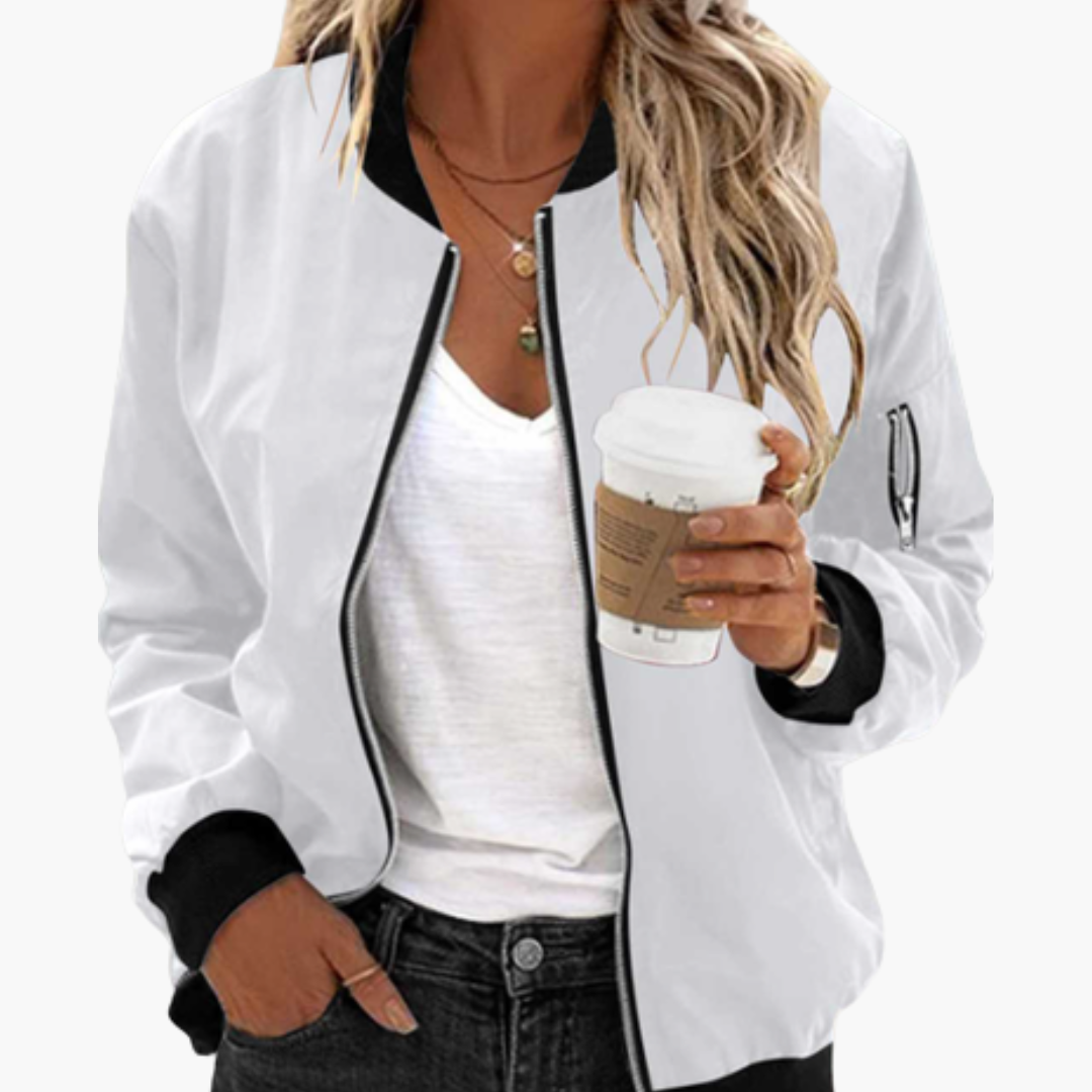 Women's Bomber Jacket with Functional Pockets and Zip Closure - Stylish Women's Coats for Versatile Outfits 9