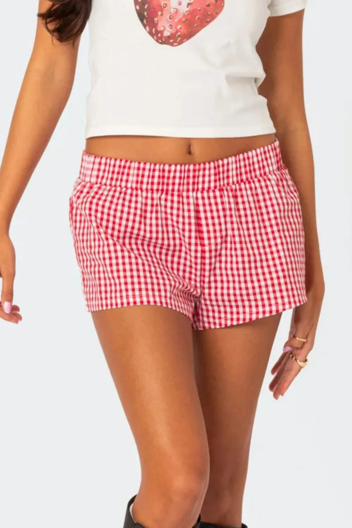 Women's Casual Plaid Elastic Waist Shorts for Summer - Stylish and Comfortable Summer Fashion 1