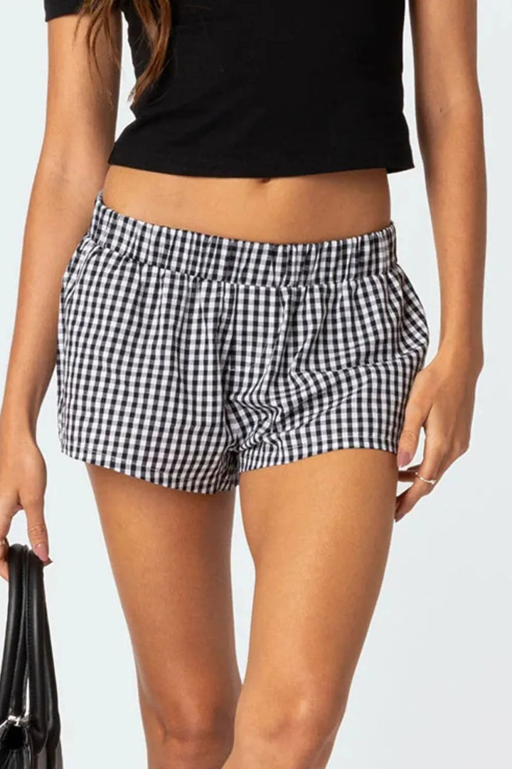 Women's Casual Plaid Elastic Waist Shorts for Summer - Stylish and Comfortable Summer Fashion 5