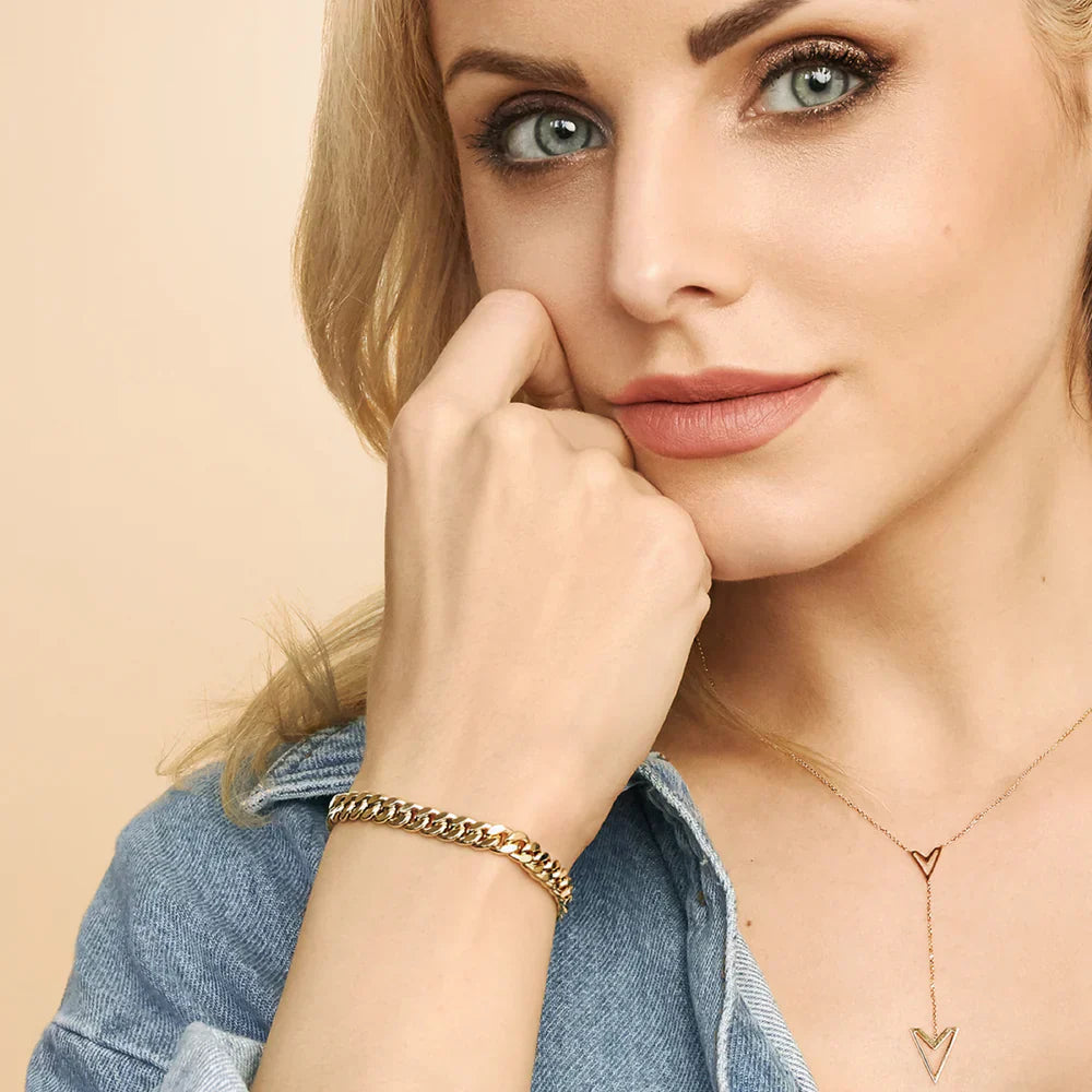 Women's Cuban Bracelet in Gold Tone - Elegant Jewelry for Every Occasion 2