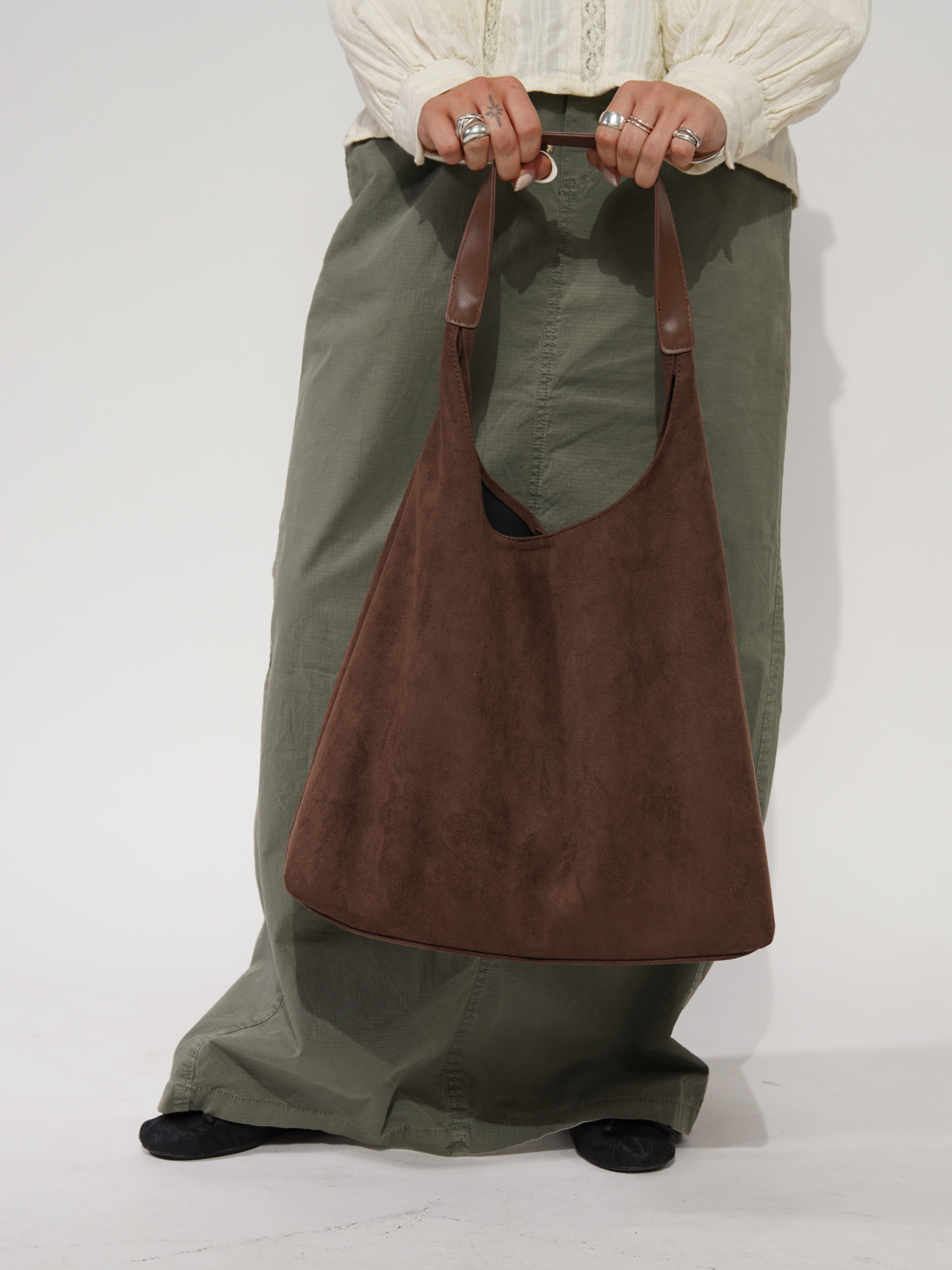 Women's Elegant Leather Tote Bag Versatile Suede 3