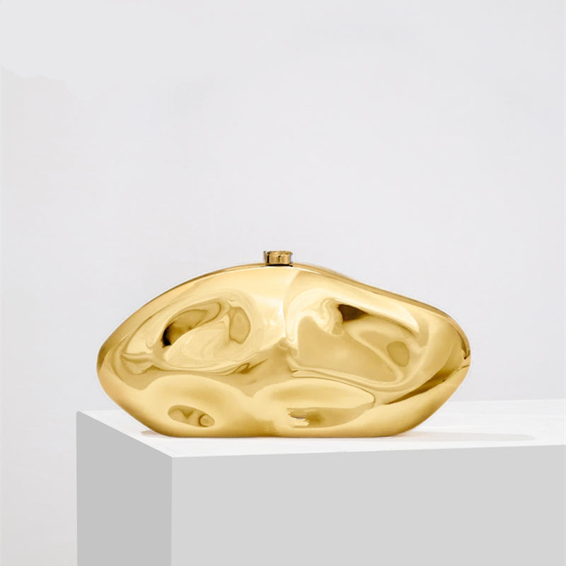 Women's Elegant Structured Clutch Gold Tone Luxury 0