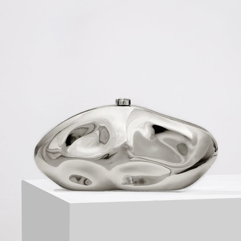 Women's Elegant Structured Clutch Gold Tone Luxury 4