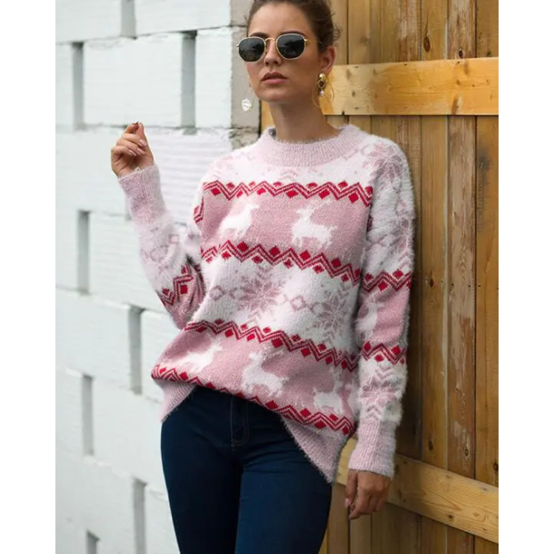 Women's Festive Christmas Sweater Warm Fabric Blend 0