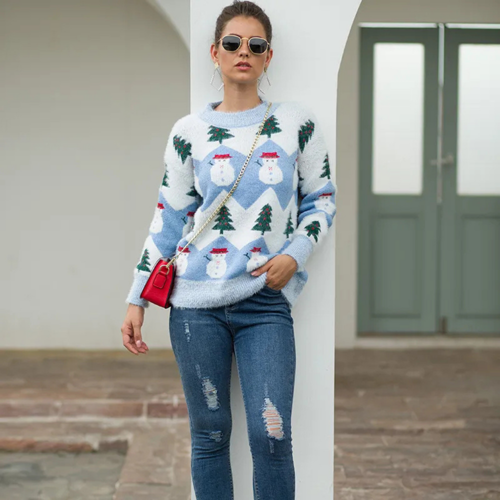 Women's Festive Christmas Sweater Warm Knitted Acrylic 1