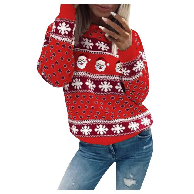 Women's Festive Christmas Sweater Warm Loose Fit High-Quality Material 3
