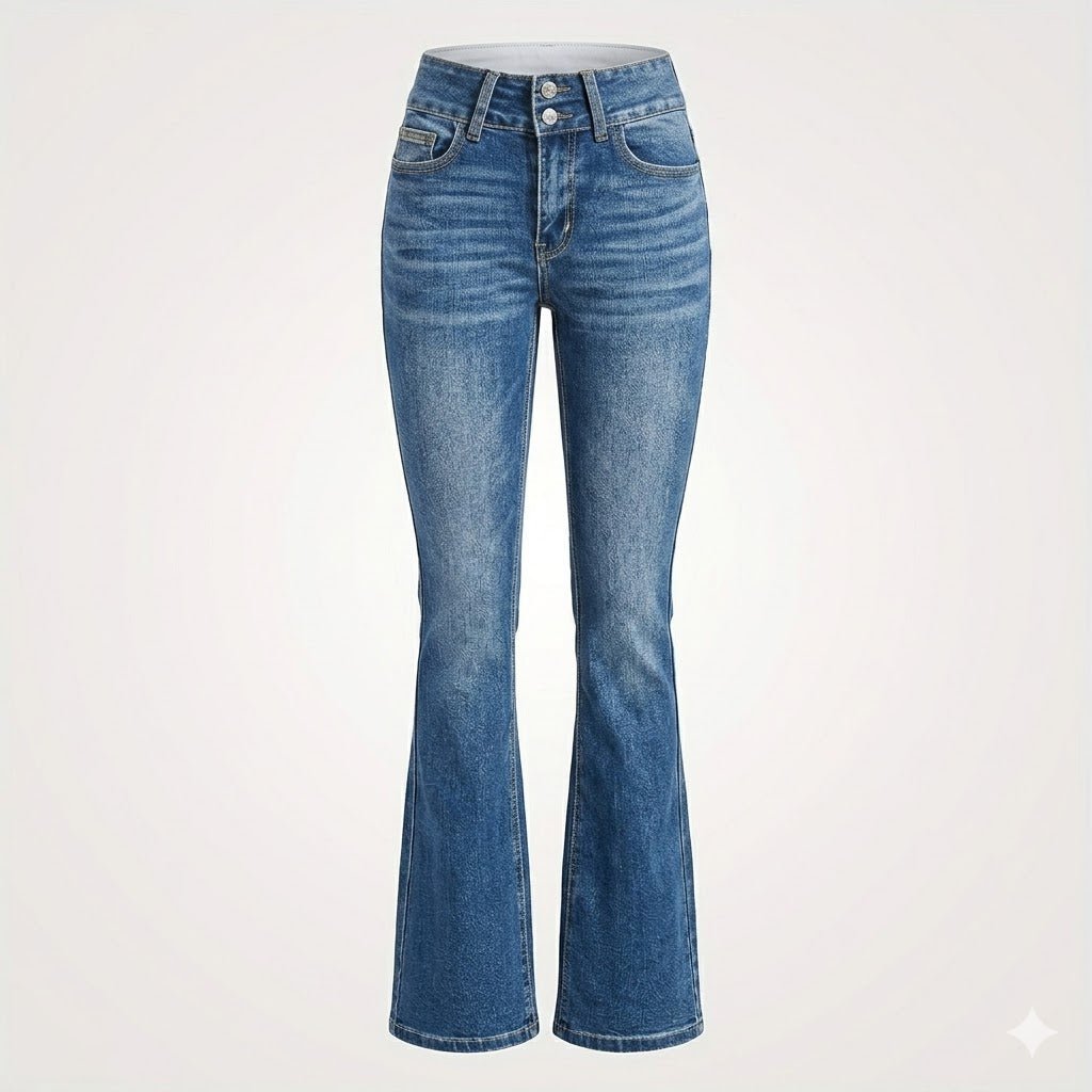 Women's Flare Jeans High Waist Figure-Hugging Fit Stylish Casual Denim 2