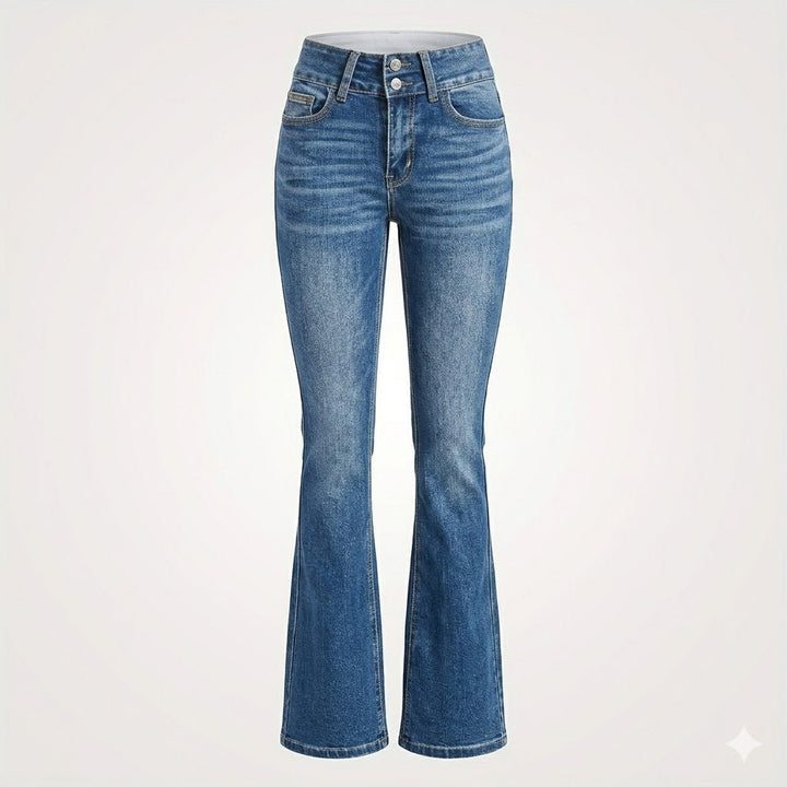 Women's Flare Jeans High Waist Figure-Hugging Fit Stylish Casual Denim 2