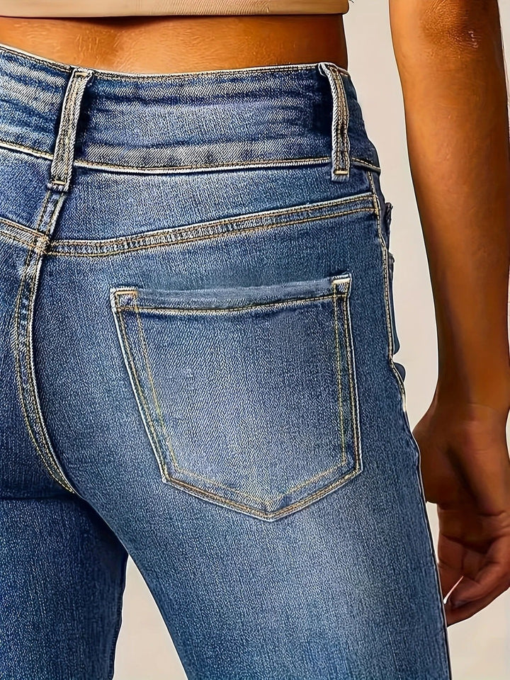 Women's Flare Jeans High Waist Figure-Hugging Fit Stylish Casual Denim 7