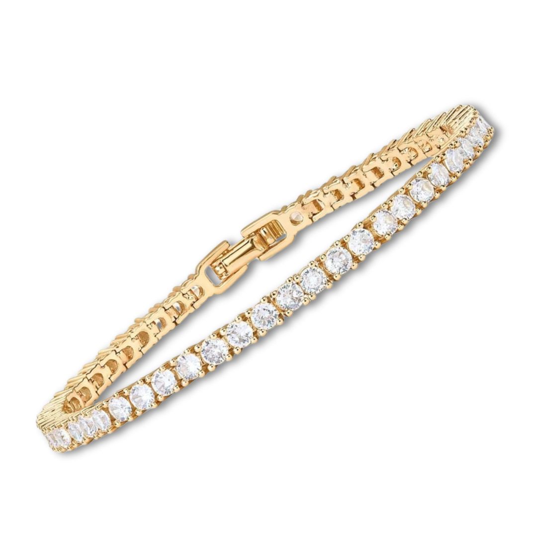 Women's Gold Moissanite Tennis Bracelet - Elegant Jewelry for Every Occasion, Adjustable Size 0