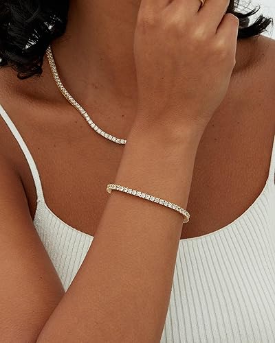 Women's Gold Moissanite Tennis Bracelet - Elegant Jewelry for Every Occasion, Adjustable Size 1