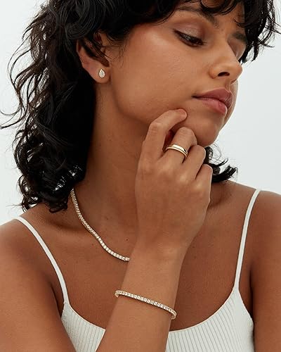 Women's Gold Moissanite Tennis Bracelet - Elegant Jewelry for Every Occasion, Adjustable Size 2