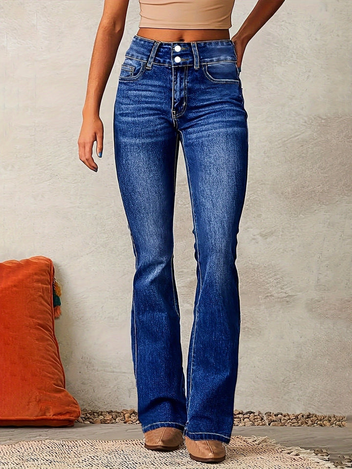 Women's High-Waist Bootcut Stretch Jeans with Flared Hem for a Slim Silhouette 2
