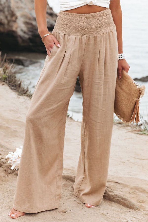 Women's High-Waist Wide-Leg Trousers Elegant Casual Pants 0