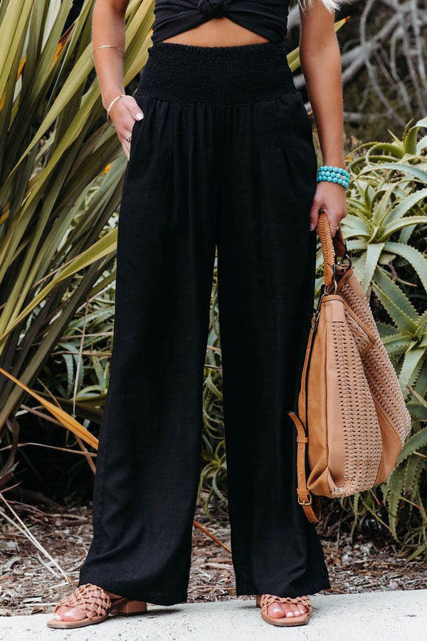Women's High-Waist Wide-Leg Trousers Elegant Casual Pants 1