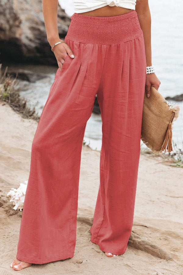 Women's High-Waist Wide-Leg Trousers Elegant Casual Pants 10