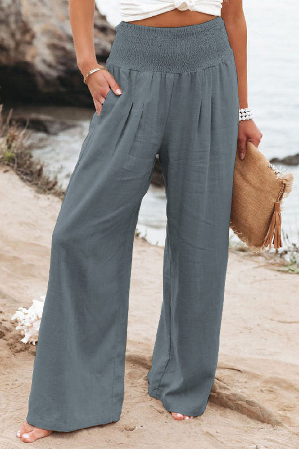 Women's High-Waist Wide-Leg Trousers Elegant Casual Pants 11