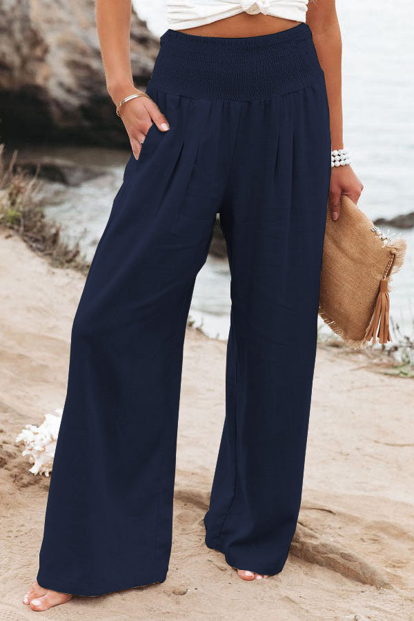 Women's High-Waist Wide-Leg Trousers Elegant Casual Pants 5