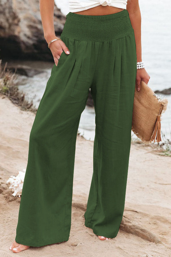 Women's High-Waist Wide-Leg Trousers Elegant Casual Pants 6