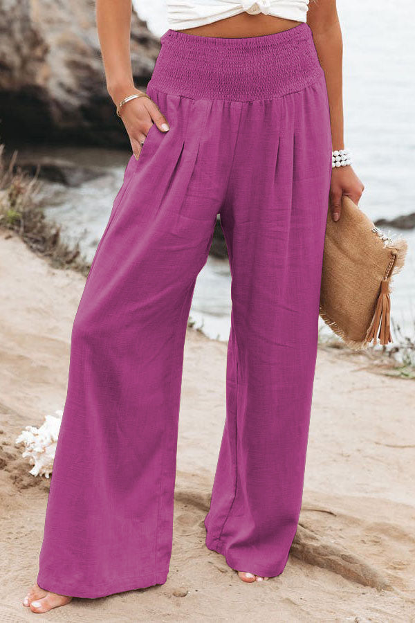 Women's High-Waist Wide-Leg Trousers Elegant Casual Pants 7
