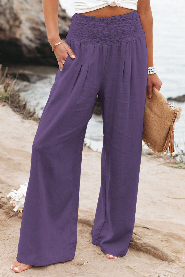 Women's High-Waist Wide-Leg Trousers Elegant Casual Pants 8