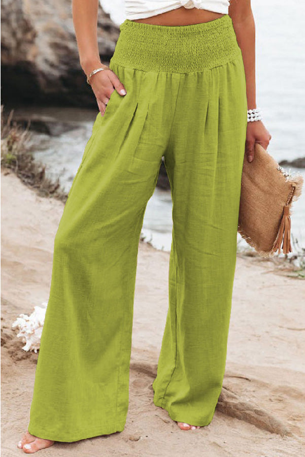 Women's High-Waist Wide-Leg Trousers Elegant Casual Pants 9
