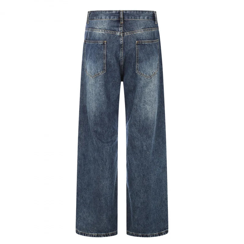 Women's High-Waisted Wide-Leg Jeans with Distressed Details and Vintage Style 2