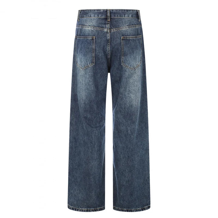 Women's High-Waisted Wide-Leg Jeans with Distressed Details and Vintage Style 2