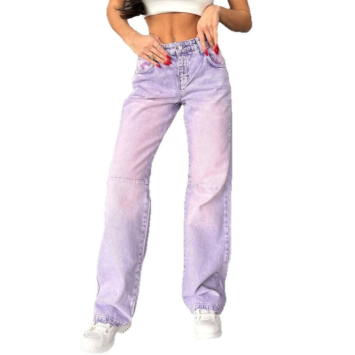 Women's High-Waisted Wide-Leg Jeans with Modern Color Gradient Casual Denim Pants 5