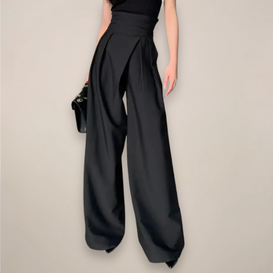Women's High-Waisted Wide-Leg Trousers Elegant Summer Pants 0