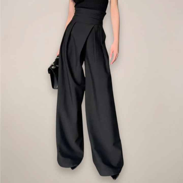 Women's High-Waisted Wide-Leg Trousers Elegant Summer Pants 0