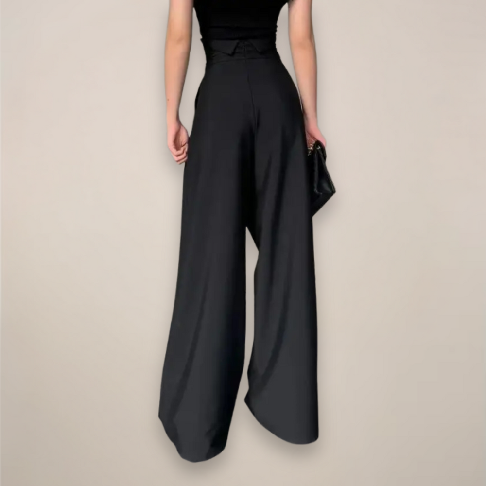 Women's High-Waisted Wide-Leg Trousers Elegant Summer Pants 1