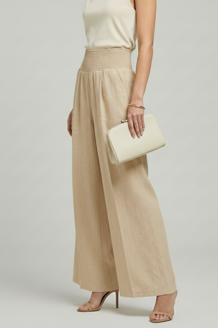 Women's High Waist Palazzo Trousers Wide Leg Summer Pants Elegant Pleated Design 2