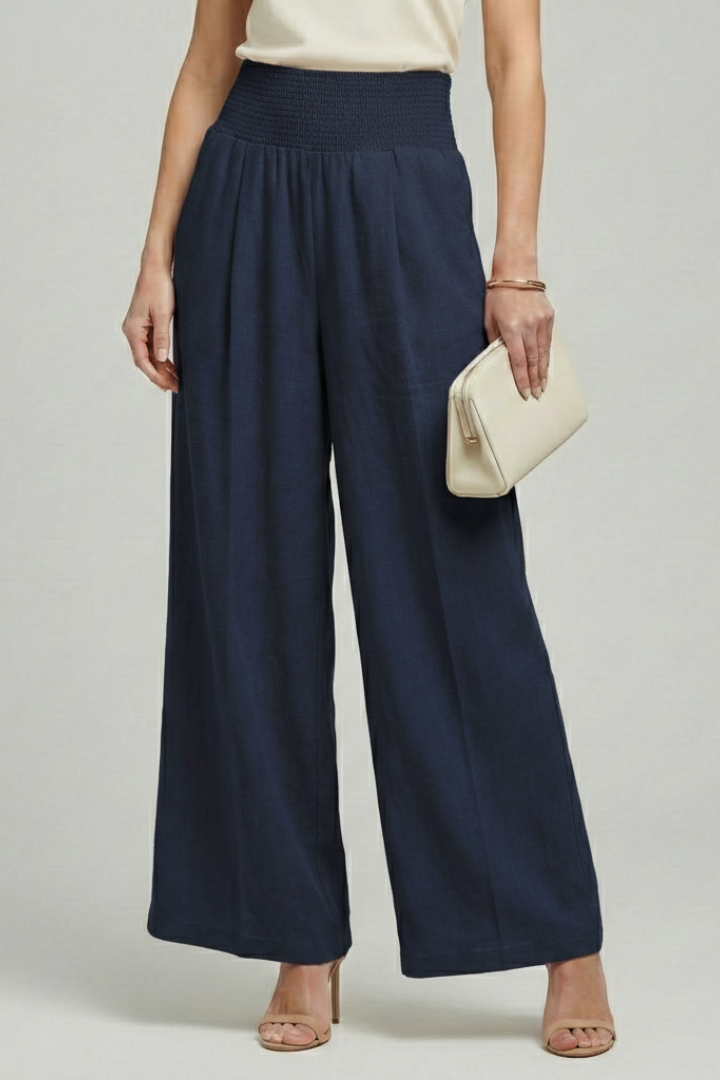 Women's High Waist Palazzo Trousers Wide Leg Summer Pants Elegant Pleated Design 4