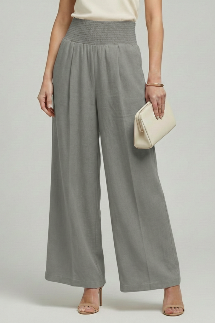 Women's High Waist Palazzo Trousers Wide Leg Summer Pants Elegant Pleated Design 5