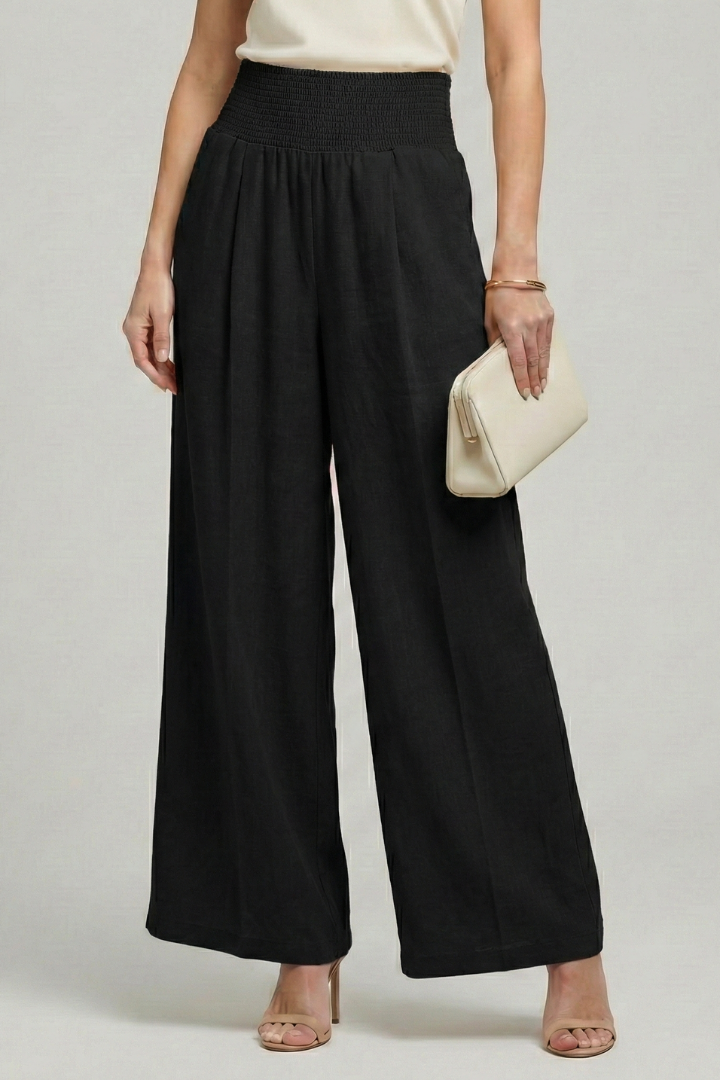 Women's High Waist Palazzo Trousers Wide Leg Summer Pants Elegant Pleated Design 6