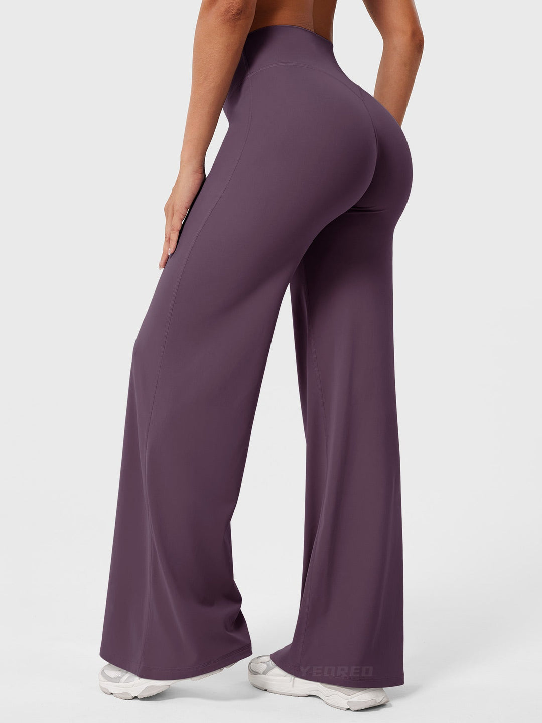 Women's High Waist Summer Flared Trousers Lightweight Casual Pants 13