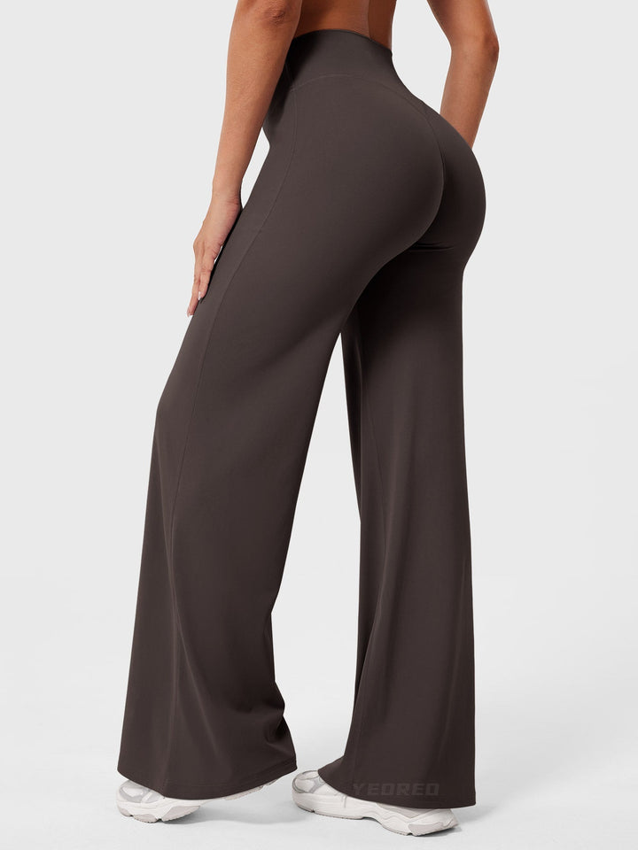 Women's High Waist Summer Flared Trousers Lightweight Casual Pants 19