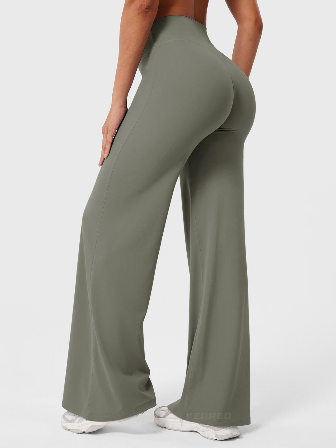 Women's High Waist Summer Flared Trousers Lightweight Casual Pants 22