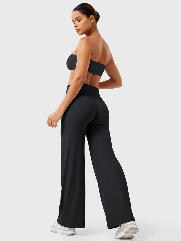 Women's High Waist Summer Flared Trousers Lightweight Casual Pants 7