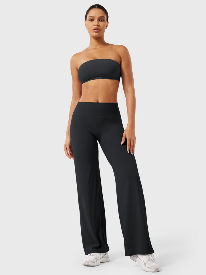 Women's High Waist Summer Flared Trousers Lightweight Casual Pants 8
