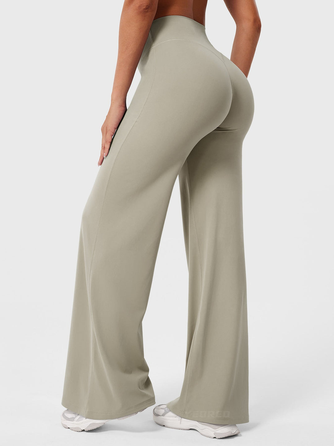 Women's High Waist Summer Flared Trousers Lightweight Casual Pants 9