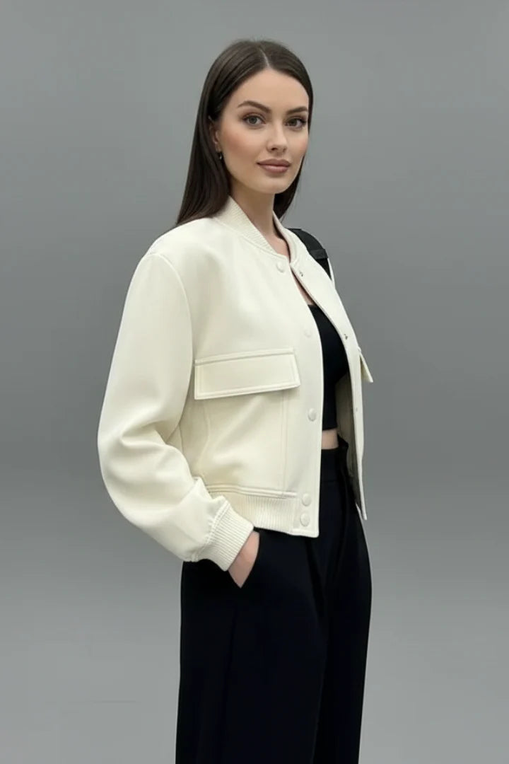 Women’s Jacket with Button Closure and Elasticated Hem 4