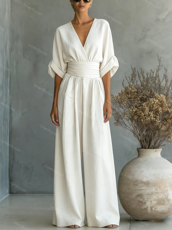 Women's Jumpsuit - Elegant V-Neck Design, Tailored Fit for Modern Sophistication, Versatile Style for Any Occasion 0