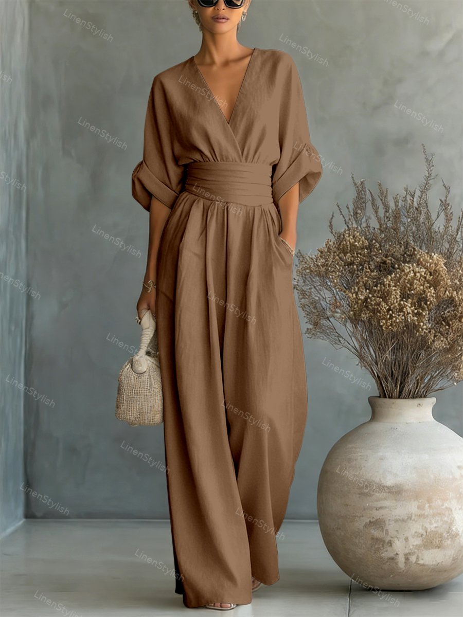 Women's Jumpsuit - Elegant V-Neck Design, Tailored Fit for Modern Sophistication, Versatile Style for Any Occasion 10