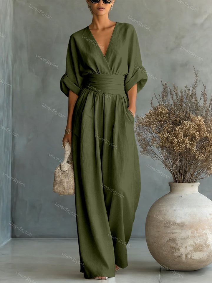 Women's Jumpsuit - Elegant V-Neck Design, Tailored Fit for Modern Sophistication, Versatile Style for Any Occasion 11