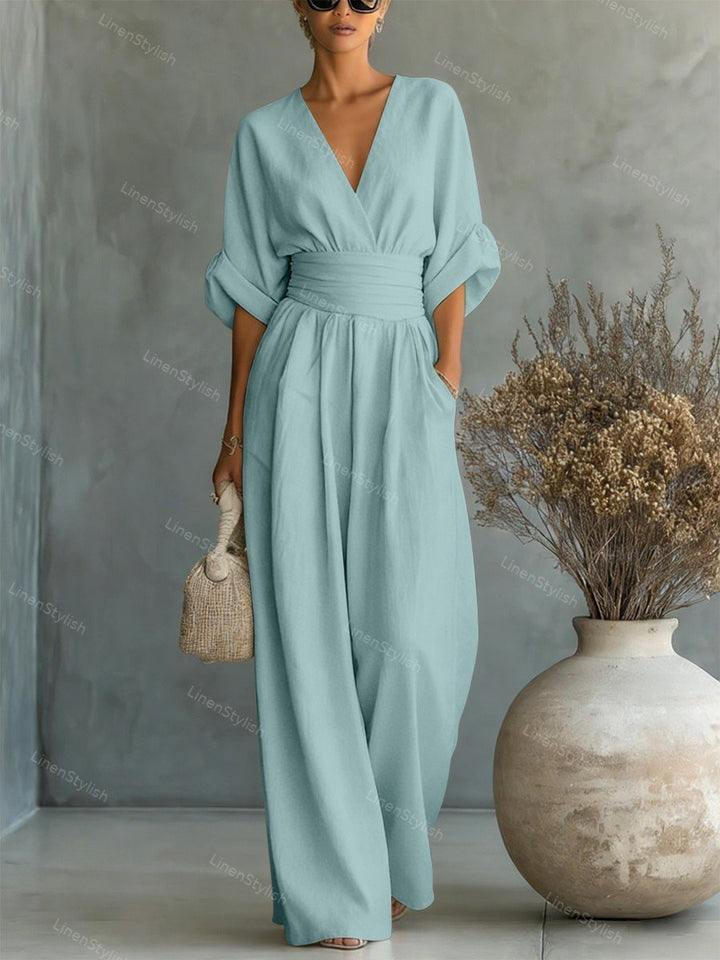 Women's Jumpsuit - Elegant V-Neck Design, Tailored Fit for Modern Sophistication, Versatile Style for Any Occasion 12