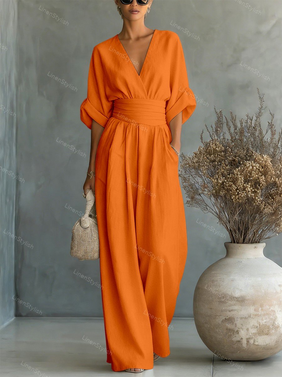 Women's Jumpsuit - Elegant V-Neck Design, Tailored Fit for Modern Sophistication, Versatile Style for Any Occasion 13