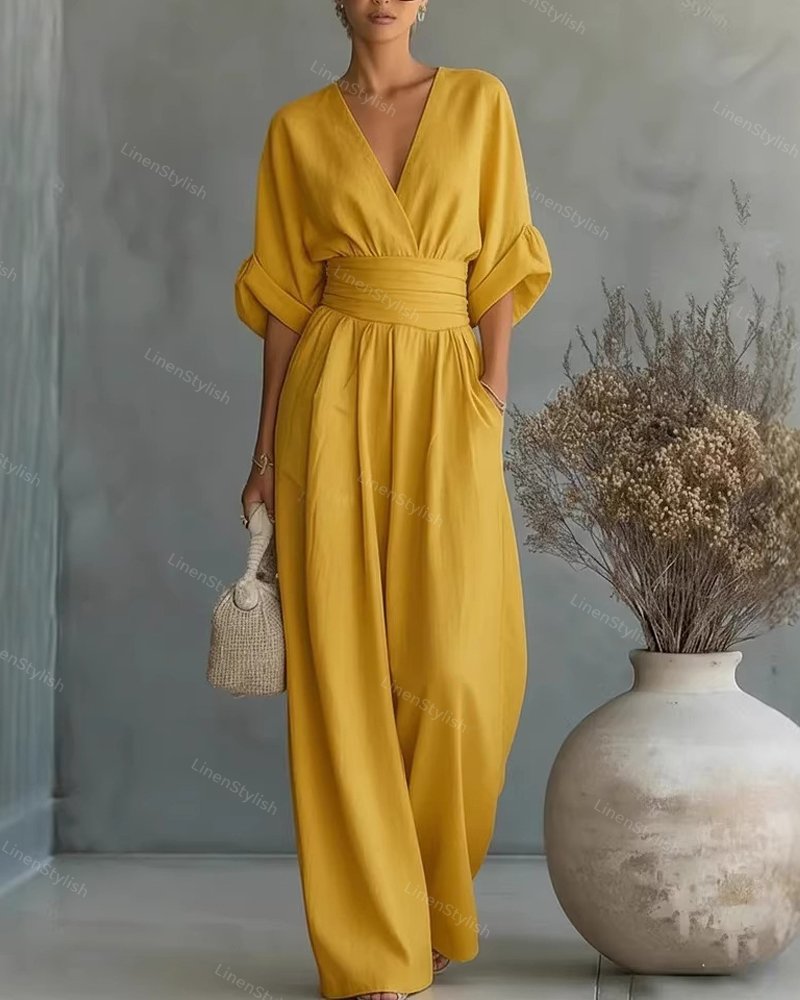 Women's Jumpsuit - Elegant V-Neck Design, Tailored Fit for Modern Sophistication, Versatile Style for Any Occasion 14